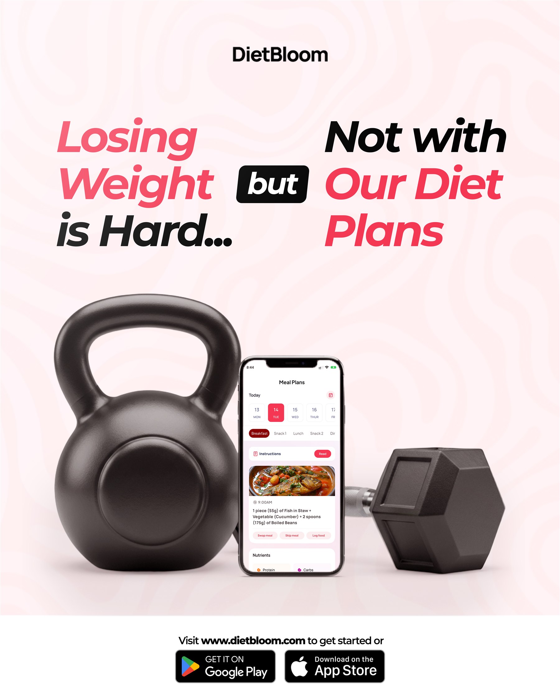 DietBloom app campaign presenting personalised weight-management support