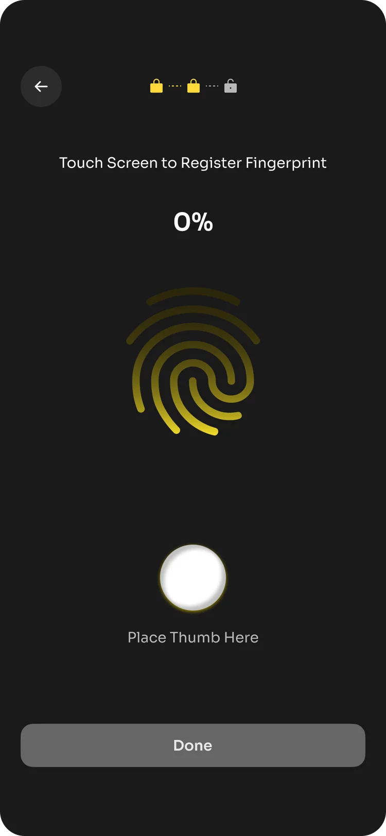 K33P biometric registration at zero percent