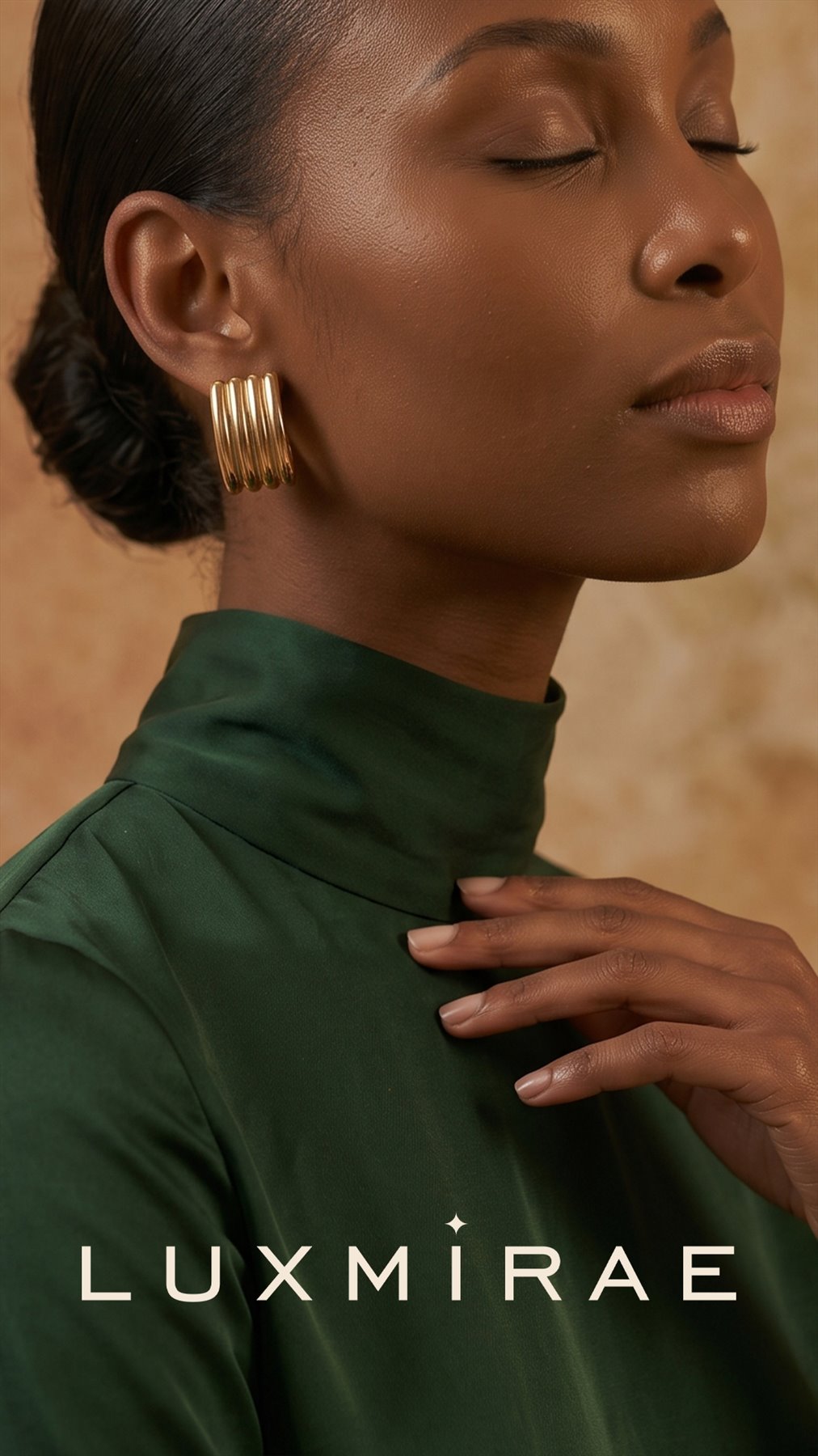 Luxmirae campaign featuring gold earrings